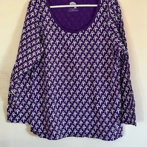 NWOT Prince Paisley Park Top Purple White Long Sleeve Gorgeous